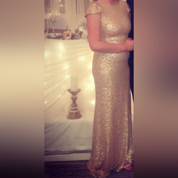 Size 8 Sorella Vita Gold Gown - Picture 2 of 3